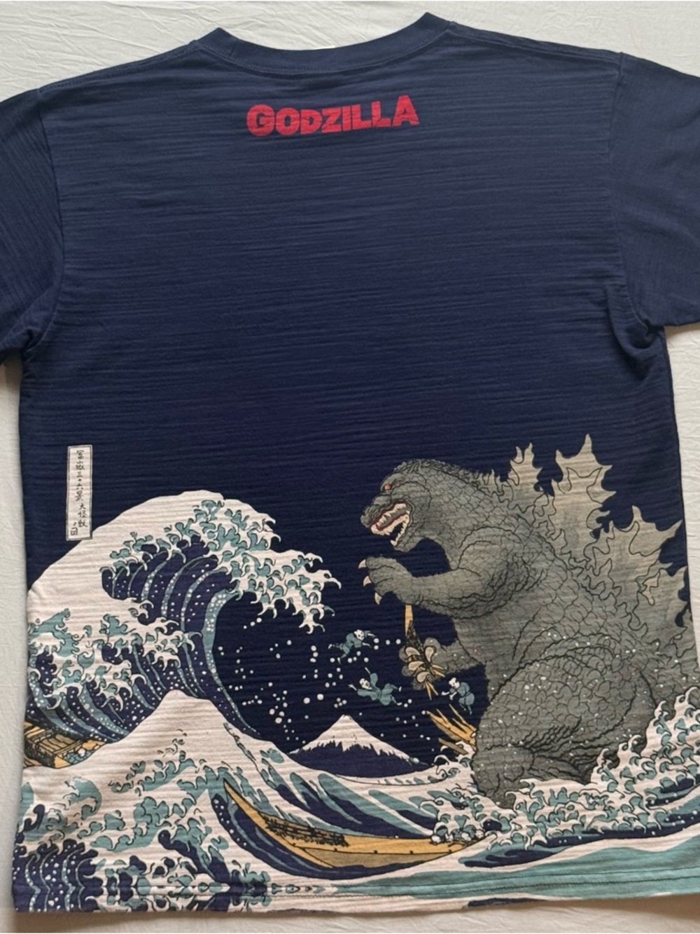Godzilla Tomo Japanese Art Graphic Navy Men's T-Shirt L 100% Cotton GZ-UT-001